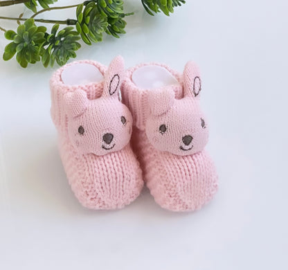 Baby Strickschuhe Häschen Rosa