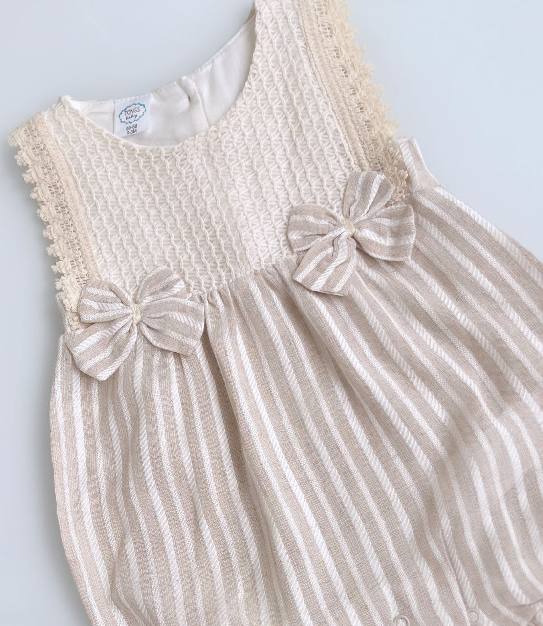 Baby Romper Musselin Schleife - Beige