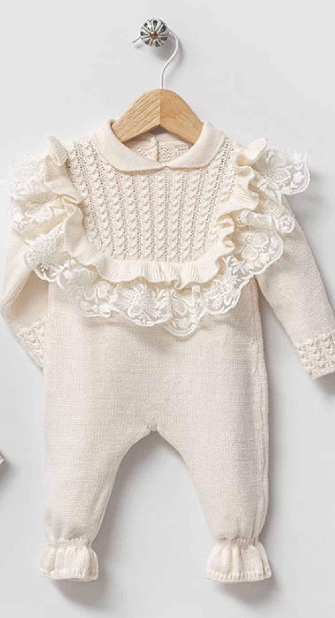 Baby Newborn 5 Teilig Strickset - Madame Rüschen - Creme