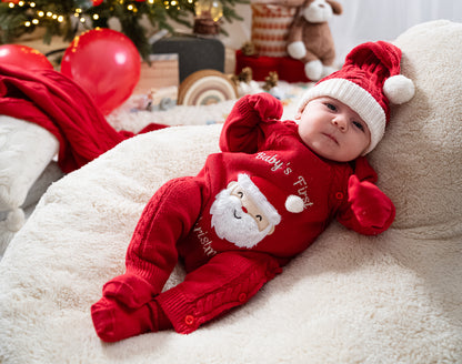 Baby Newborn 5 Teilig Strickset -  Nikolaus - Rot