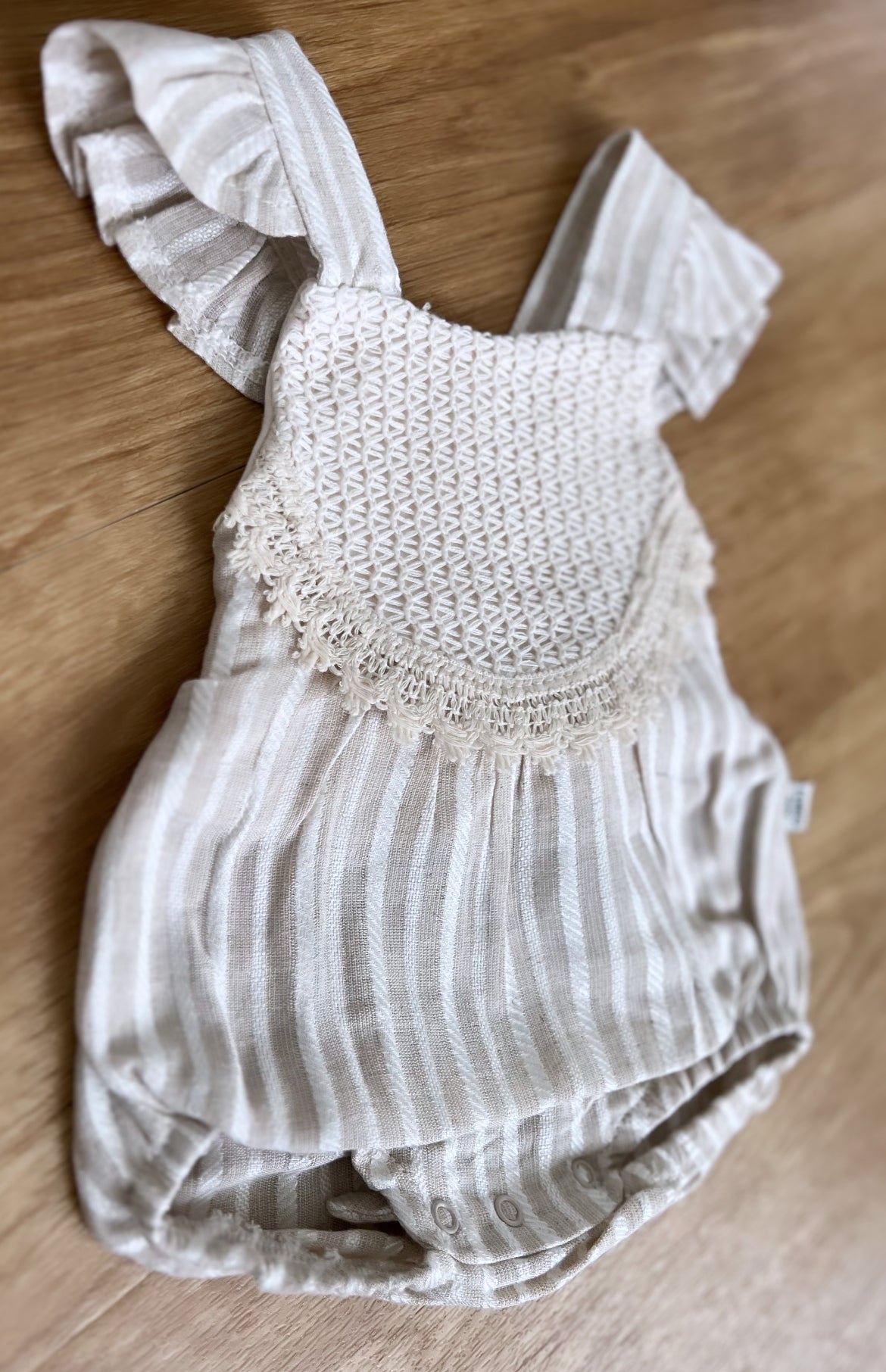 Baby Romper Musselin Rüschen - Beige