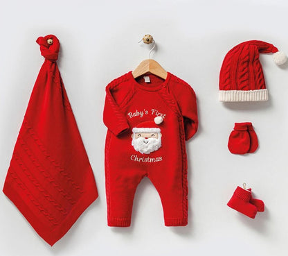 Baby Newborn 5 Teilig Strickset -  Nikolaus - Rot