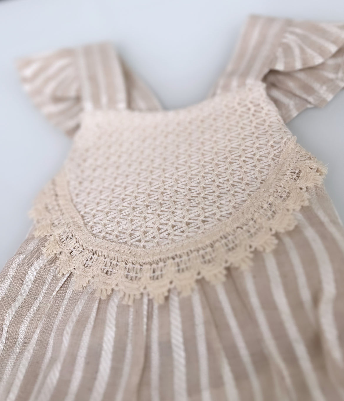 Baby Romper Musselin Rüschen - Beige