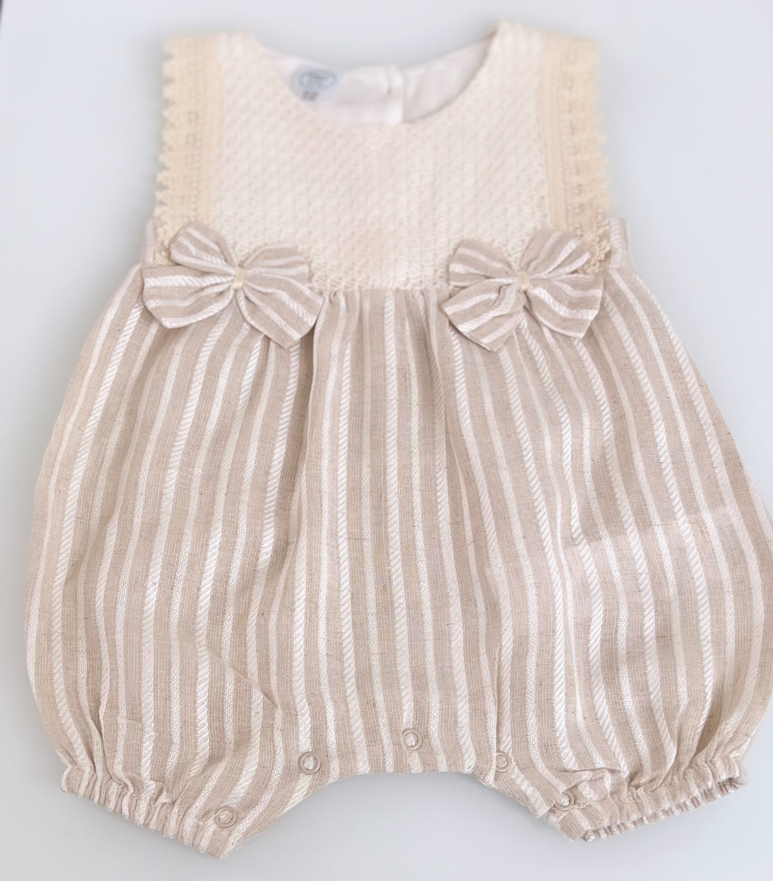 Baby Romper Musselin Schleife - Beige