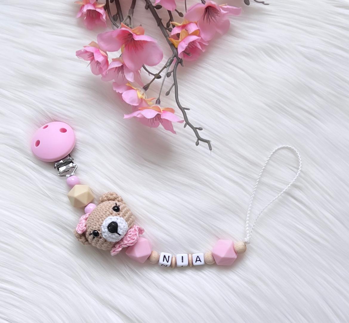 Schnullerkette Rosa Teddy