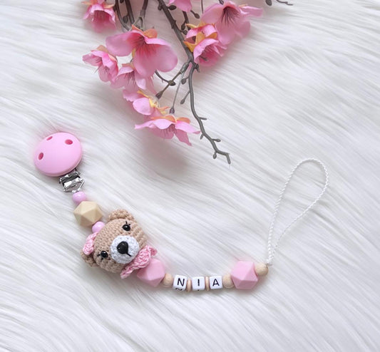 Schnullerkette Rosa Teddy